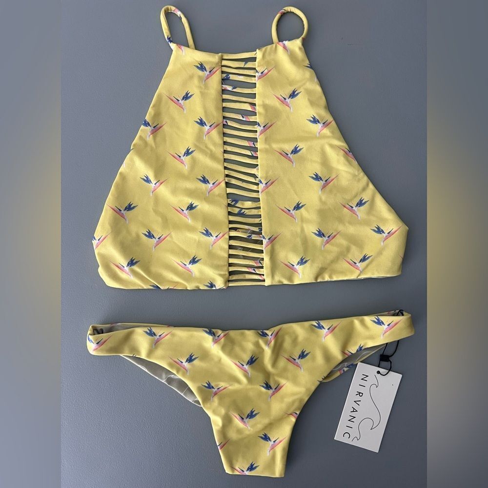 NWT Nirvanic BIRD OF PARADISE BARIS TOP & FLORIS BOTTOM Swim Set Size M